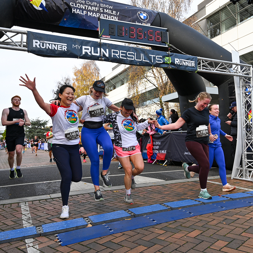women finishing bear races run