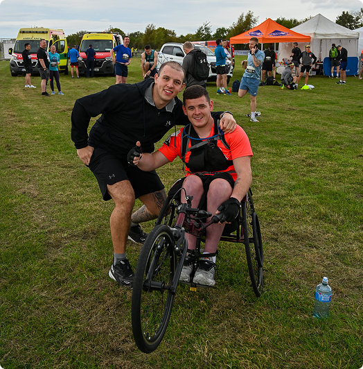 man with wheelchair joining race